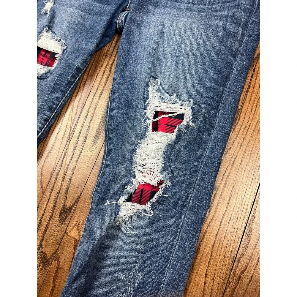Judy Blue High Rise Sz 9|29 Medium‎ Wash Stretch Denim Women's Plaid Jeans